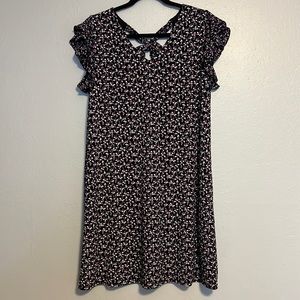CeCe Floral dress. Size L. Black/White/Purple. Worn once.